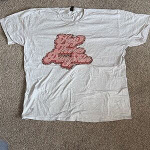 Tultex White Tee with Pink Retro 'Hey There Pumpkin' Graphic